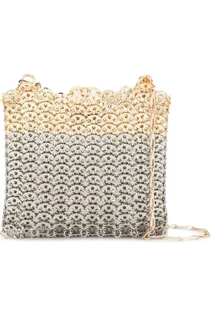 Paco rabanne Tassen, Dames, Grijs, ONE Size, Iconische 1969 Schoudertas in Zilver