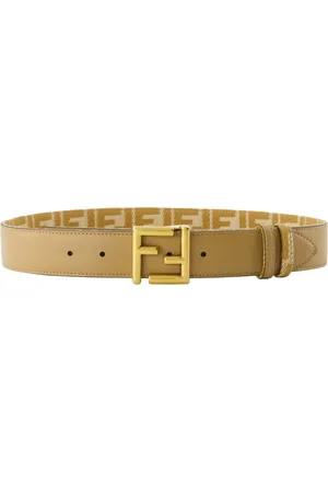 Fendi Accessoires, Dames, Bruin, 75 CM, Leer, Omkeerbare FF Riem Bruin