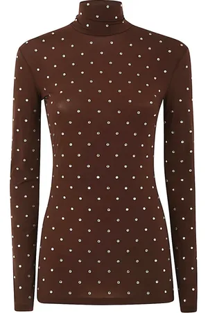 Paco rabanne Tops, Dames, Bruin, S, Tweed, Tweede Huid Jersey Top