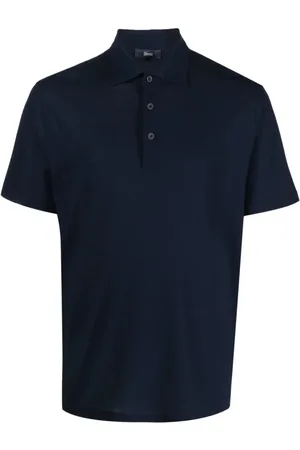 HERNO Tops, Heren, Blauw, M, Katoen, Donkerblauw Poloshirt Klassieke Stijl