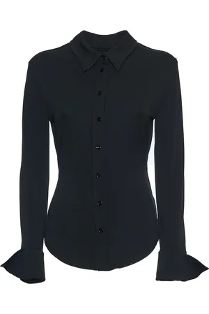 Sportmax Blouses & Shirts, Dames, Zwart, S, Feminine Crêpe Shirt met Brede Achteropening