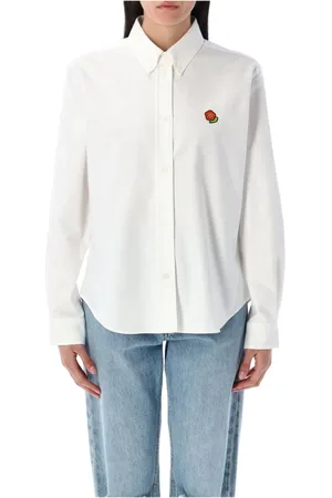 Kenzo Blouses & Shirts, Dames, Wit, M, Katoen, Pop Fitted Overhemd