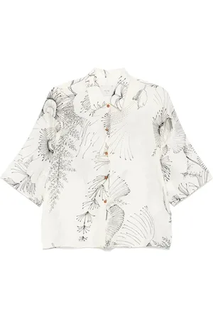 ALYSI Blouses & Shirts, Dames, Wit, M, Dansende Flow Shirt voor Vrouwen