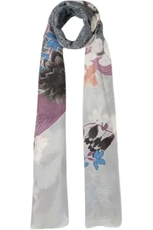 Liu Jo Accessoires, Dames, Veelkleurig, ONE Size, Bamboe, Bloemig gerafeld sjaal