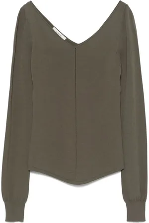 LEMAIRE Truien, Dames, Groen, M, Khaki V-Neck Top