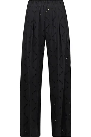 SEMICOUTURE Broeken, Dames, Zwart, S, Katoen, Kant Rechte Pijp Broek
