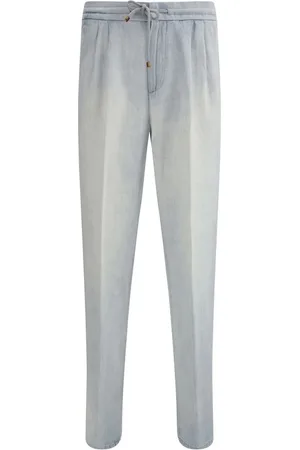 Brunello Cucinelli Jeans, Heren, Blauw, S, Katoen, Elastische Taille Jeans met Zakken