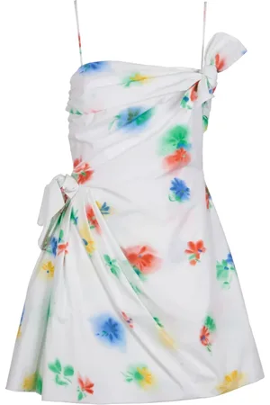 Msgm Tops, Dames, Wit, S, Katoen, Witte Korte Jurk met Veters