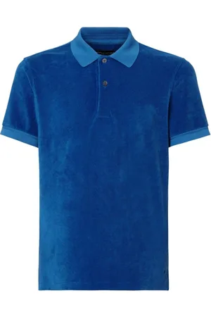 Tom Ford Tops, Heren, Blauw, M, Katoen, Blauwe Towelling Polo Shirt