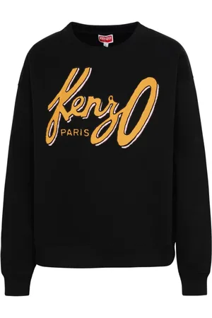 Kenzo Sweatshirts & Hoodies, Dames, Zwart, M, Katoen, Sweatshirt met contrasterend logo
