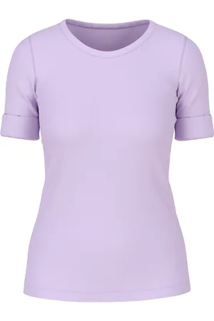 Marc Cain Truien, Dames, Paars, M, Katoen, Stretch katoenen geribbeld longsleeve shirt