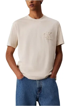 Calvin Klein Tops, Heren, , 2Xl, Katoen, Moderne Elegantie Applique T-shirt