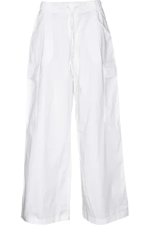 Replay Broeken, Dames, Wit, W25, Katoen, Cargo broek van katoen met hoge taille