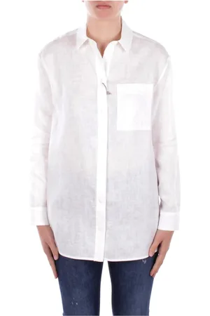 Max Mara Blouses & Shirts, Dames, Wit, XL, Linnen, Witte Linnen Shirt met knoopsluiting