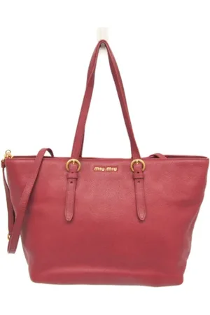 Miu Miu Pre-owned, Dames, Rood, ONE Size, Leer, Tweedehands leren handtassen