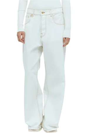 Jacquemus Jeans, Dames, , W29, Denim, Hoge taille denim jeans met logopatch