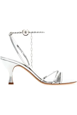 Salvatore Ferragamo Schoenen, Dames, Grijs, 35 1/2 EU, Denise Sandaal in jaren 70 Stijl