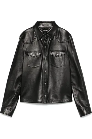 Tom Ford Jassen, Dames, Zwart, S, Zwarte Lamsvacht Shirt met Drukknopen