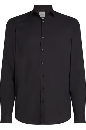 Calvin Klein Overhemden, Heren, Zwart, L, Polyester, Zwarte Moderne Overhemd