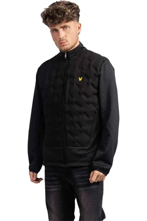 Lyle & Scott Jassen, Heren, Zwart, L, Gelaste Check Fleece Jas Zwart