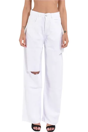 Icon Denim Jeans, Dames, Wit, W27, Katoen, Wijde Pijp Poppy Model Jeans