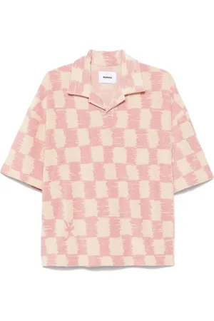 BONSAI Overhemden, Heren, Veelkleurig, S, Polyester, Geruit Print V-hals Polo T-shirt
