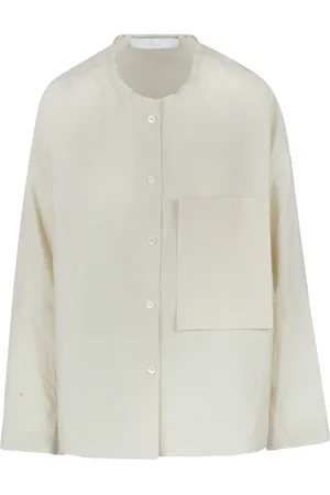 TELA Blouses & Shirts, Dames, Geel, M, Katoen, Katoenen Kreukeleffect Shirt