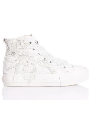 Mimanera Schoenen, Dames, Wit, 40 EU, Pailletten, Witte Sneakers met Borduursel en Parels