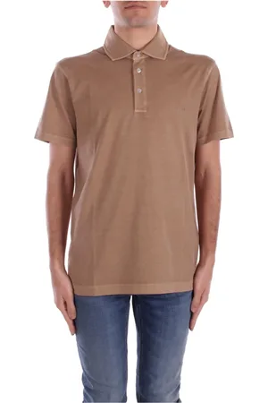 FAY Tops, Heren, Bruin, XL, Katoen, Logo Front Button Polo Shirt