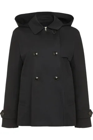 HERNO Mantels, Dames, Blauw, M, Katoen, Katoenen Hooded Trenchcoat