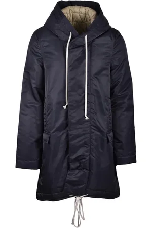 Rick Owens Mantels, Heren, Zwart, M, Gewatteerde jas met rits en drukknopen