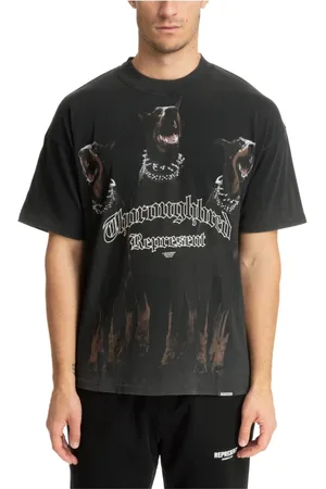 Represent Tops, Heren, Zwart, L, Katoen, Gestreept Logo T-shirt