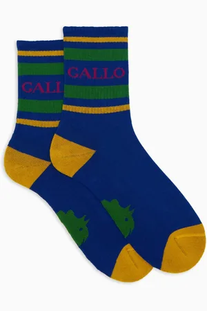 Gallo Ondergoed, unisex, Veelkleurig, M, Katoen, Unisex korte blauwe katoenen badstof sokken met strepen en schrift