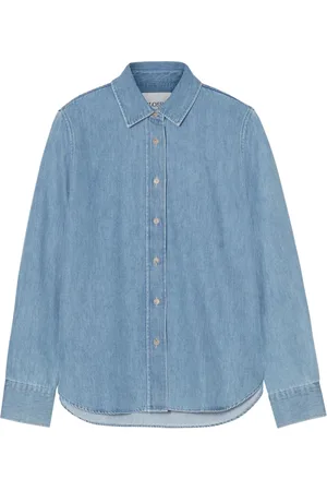 Closed Blouses & Shirts, Dames, Blauw, S, Klassieke Zichtbare Placket Blouse in Lichtblauw