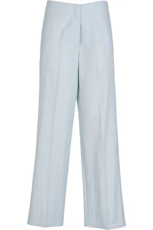 FORTE FORTE Broeken, Dames, Blauw, S, Broek met rechte pijpen van keperstof