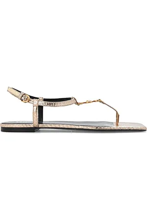 VERSACE Schoenen, Dames, Geel, 37 EU, Leer, Stijlvolle Sandaal voor Modieuze Look