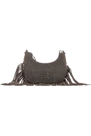 ERMANNO SCERVINO Tassen, Dames, Groen, ONE Size, Leer, Groene Franje en Studs Schoudertas