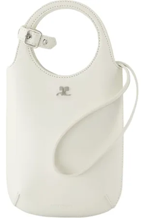 Courrèges Tassen, Dames, Wit, ONE Size, Leer, Witte leren tas met crossbodyband