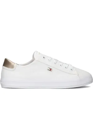 Tommy Hilfiger Schoenen, Dames, Wit, 38 EU, Canvas Lace Up Sneakers voor Dames
