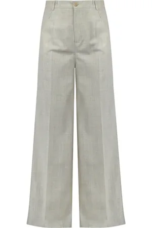SEMICOUTURE Broeken, Dames, , M, Wol, Hoge taille wijde wollen broek