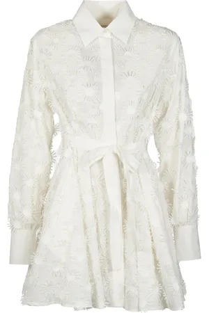 Msgm Kleedjes, Dames, Wit, 2Xs, Witte Geborduurde Korte Jurk