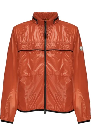 Moncler Jassen, Heren, Oranje, L, Nylon, Oranje Technische Nylonjas met Afneembare Capuchon
