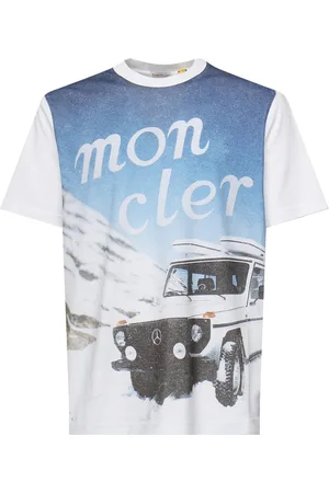 Moncler Tops, Heren, Wit, S, Katoen, Witte Katoenen Jersey Choker T-shirt