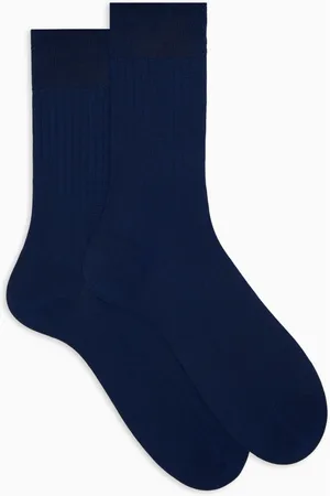 Gallo Ondergoed, Heren, Blauw, S, Katoen, Korte blauwe katoenen ribsokken voor heren met effen kleur