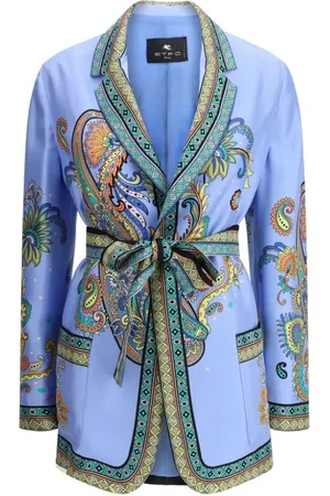 Etro Jassen, Dames, Veelkleurig, M, Versierde zijden jas met etnische bloemendecoraties