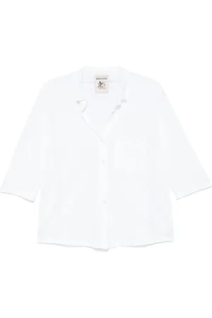 SEMICOUTURE Blouses & Shirts, Dames, Wit, S, Wit Geknoopt Zak T-shirt