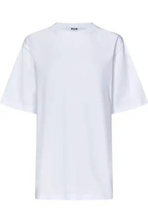 Msgm Tops, Dames, Wit, S, Katoen, Wit T-shirt met lente zomer print