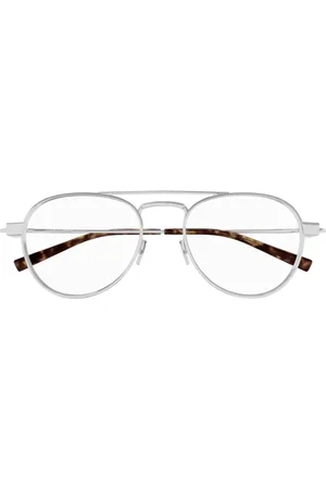 Saint Laurent Accessoires, unisex, Grijs, ONE Size, Ronde Metalen Zonnebril SL 708