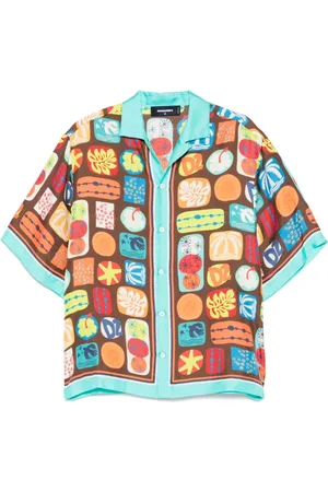 Dsquared2 Overhemden, Heren, Veelkleurig, S, Bruine Knoopsluiting Drop Shoulder Shirt