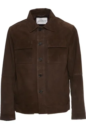 AMARANTO Amaránto, Jassen, Heren, Bruin, 2Xl, Katoen, Cacao Leren Jas Regular Fit
